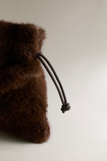 FAUX FUR MINI BAG - Chocolate Brown by Zara - Image 4