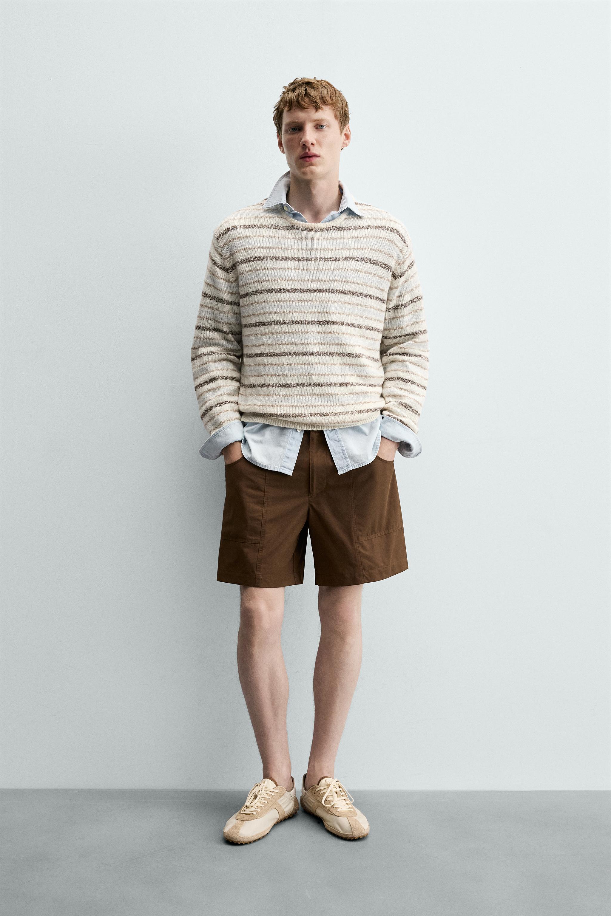 Мужские свитеры Zara LINEN - CASHMERE STRIPED JUMPER