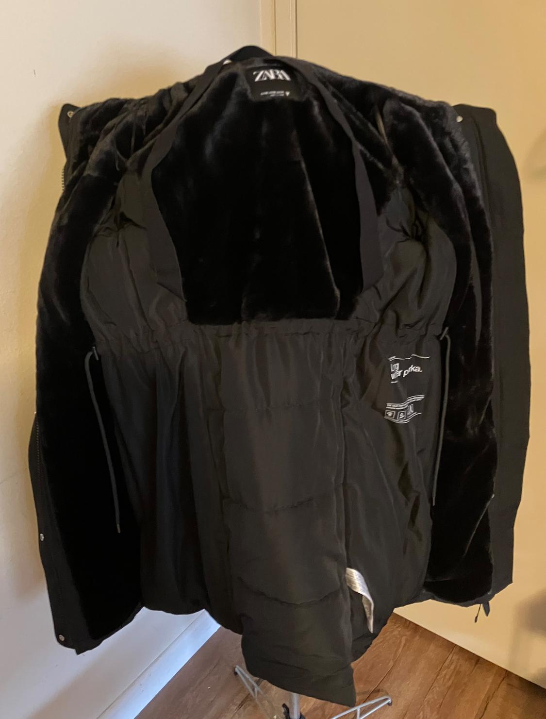 NWT ZARA WOMENS WATER REPELLENT LONG PADDED PARKA BLACK SIZE XS - Image 7