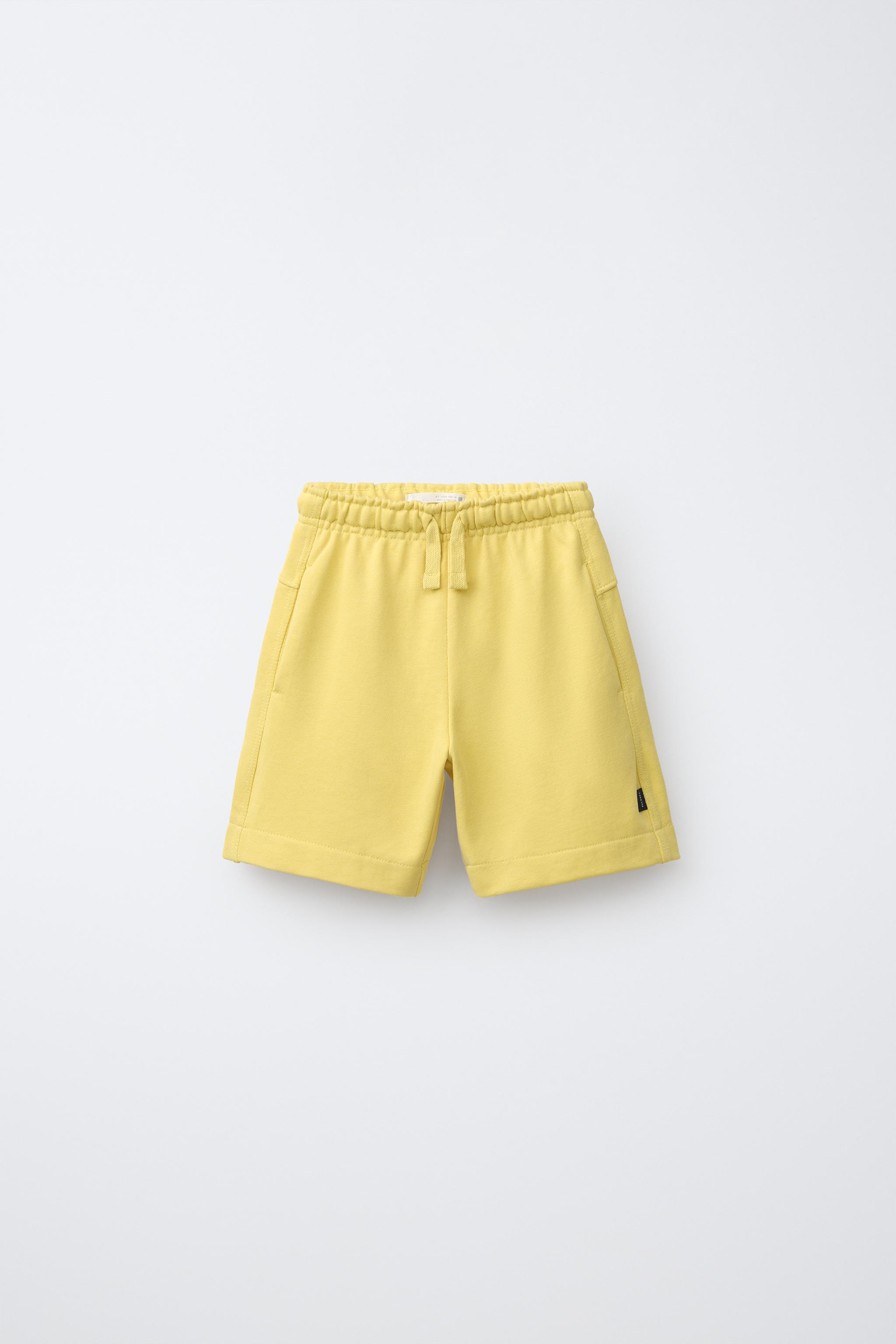 無地プラッシュ地バミューダパンツ - イエロー | ZARA Japan / 日本