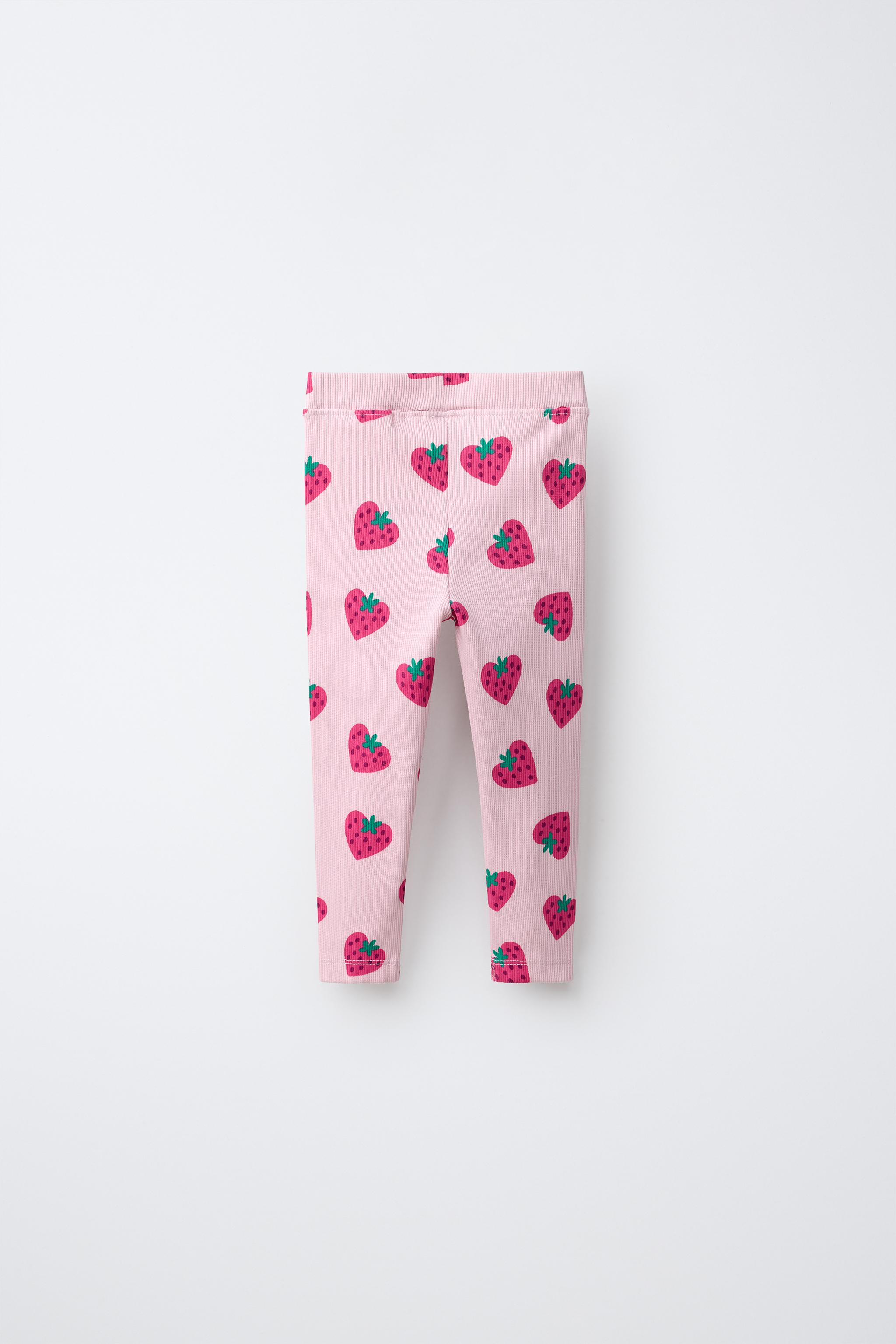 STRAWBERRY RIBBED LEGGINGS — Pink