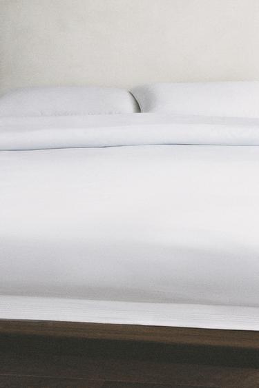 SATEEN DUVET COVER WITH HEMSTITCHING - White by Zara