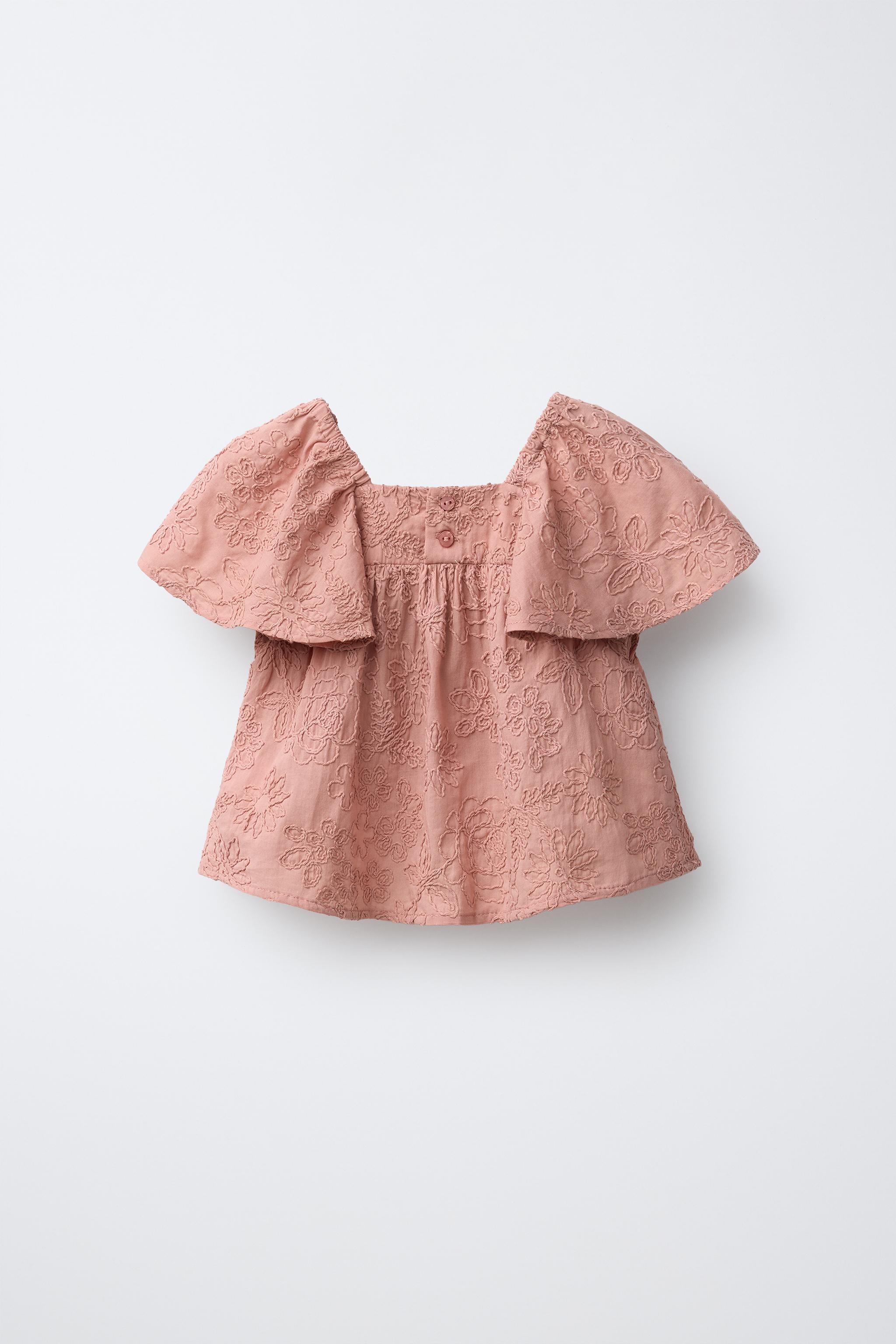 EMBROIDERED FLORAL LACE BLOUSE - Clay | ZARA United States