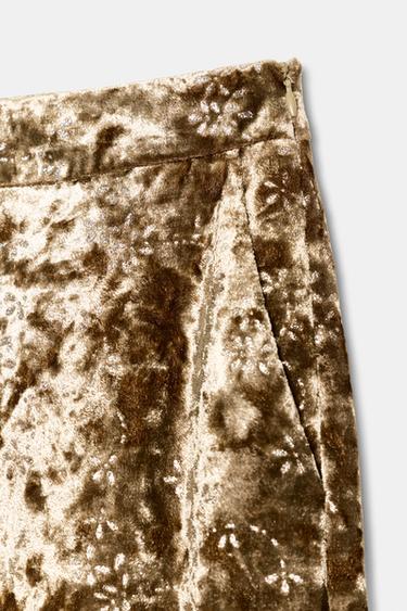 PANTALON BOUFFANT EN VELOURS AVEC FIL MÉTALLISÉ - Doré de Zara - Image 4