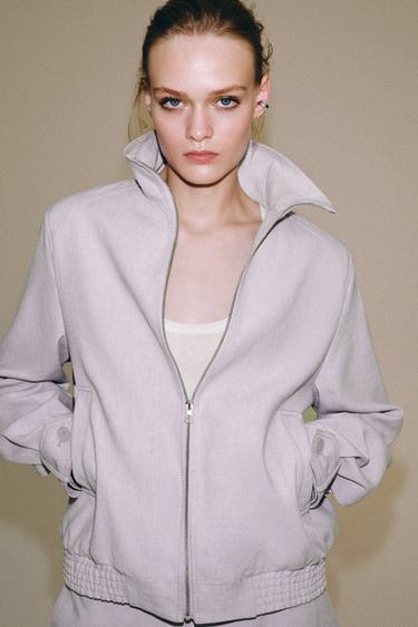 BOMBER CON LINO ZW COLLECTION - Malva de Zara
