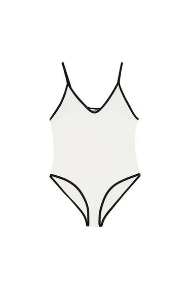 BODYSUIT WITH CONTRASTING PIPING