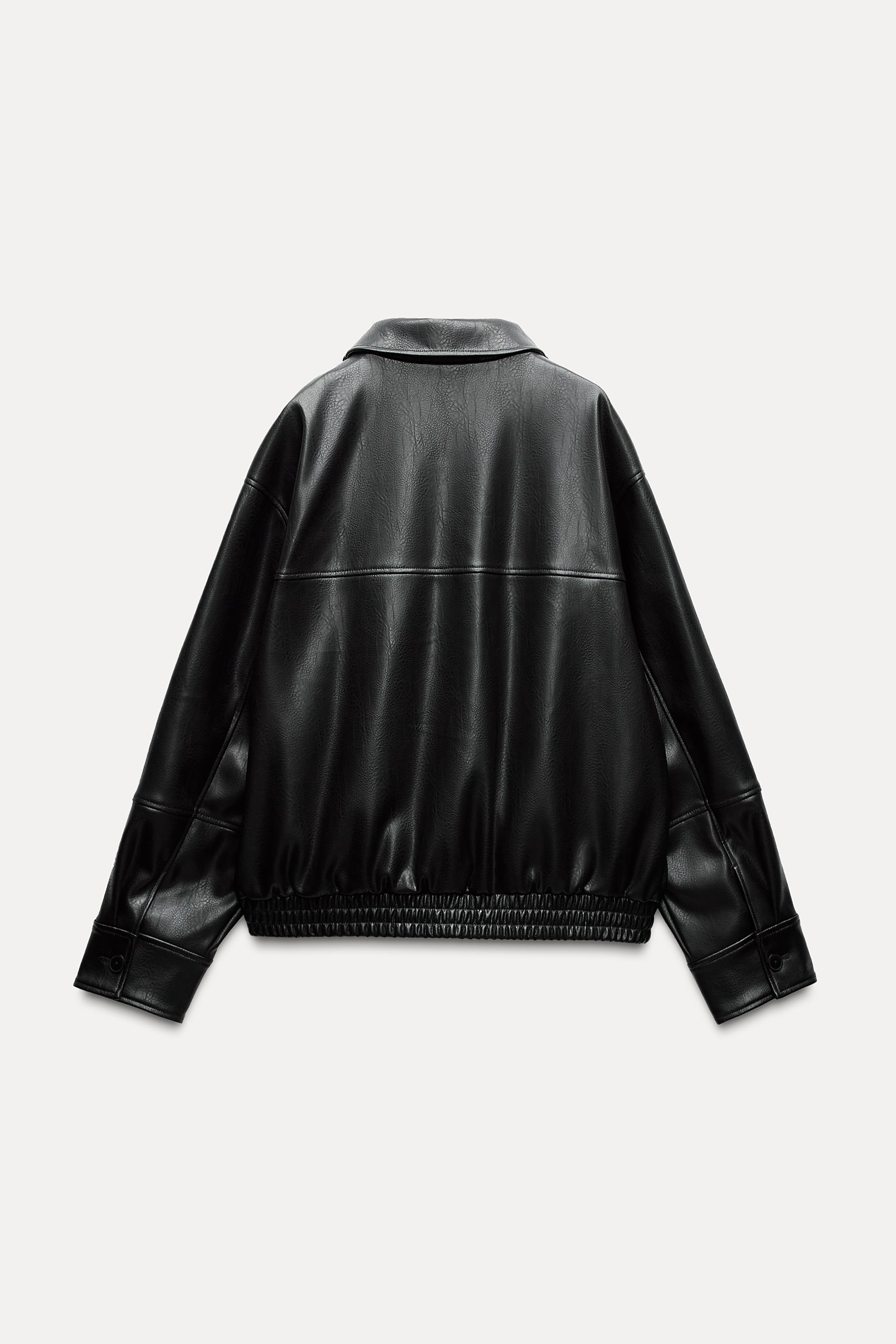 LEATHER EFFECT BOMBER JACKET