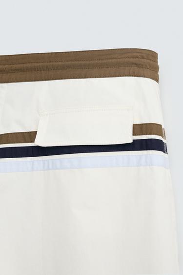 LONG STRIPED SWIMMING TRUNKS - Ecru by Zara - Image 8
