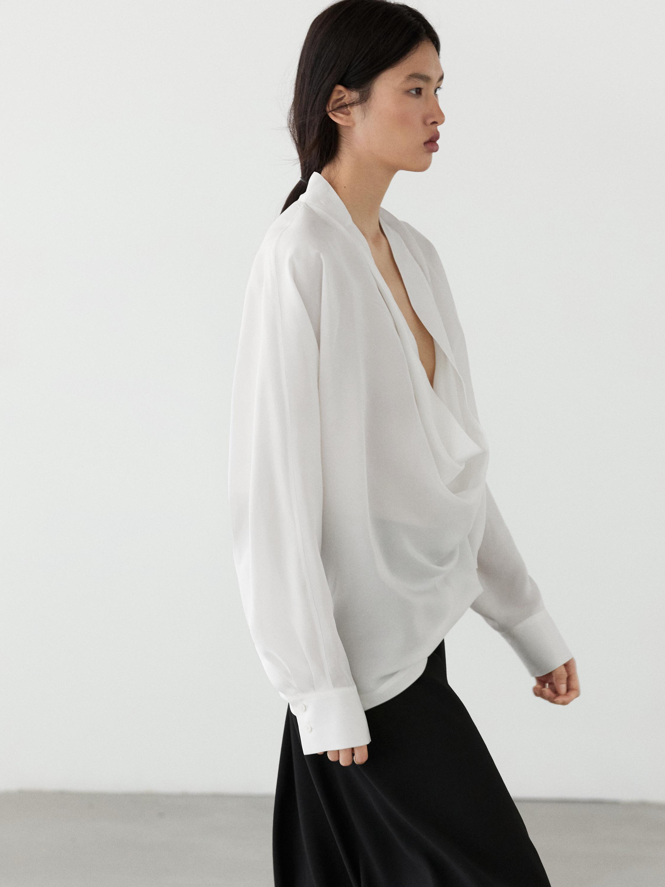Flowing shirt with cowl neckline detail