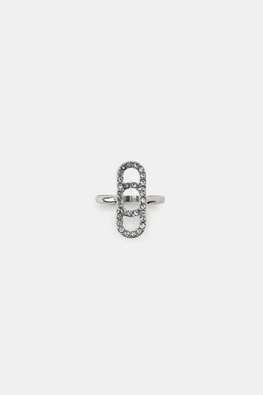Zara GEOMETRIC RHINESTONE RING - Silver