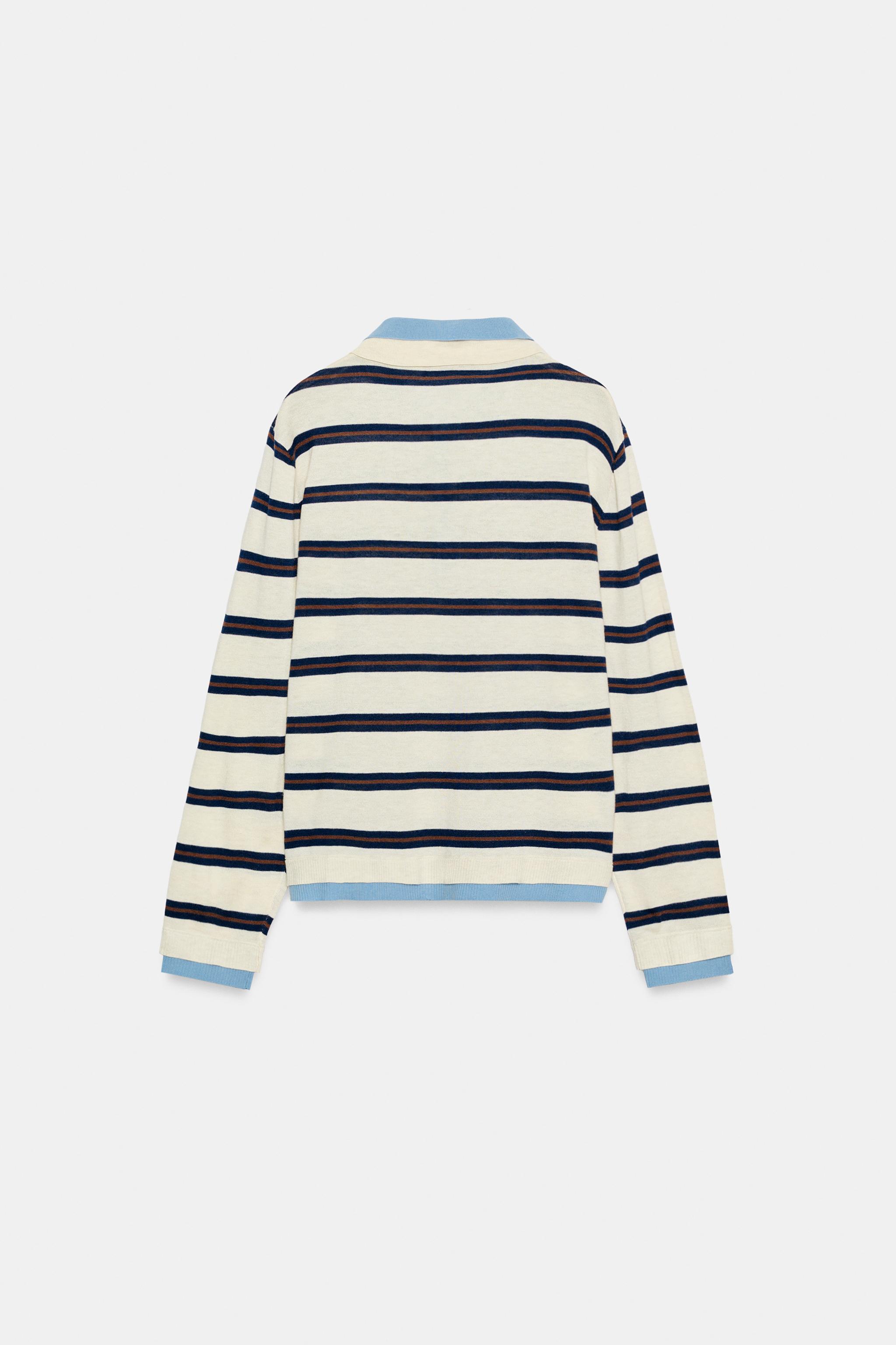 Zara STRIPED COLORBLOCK KNIT POLO — фото 9