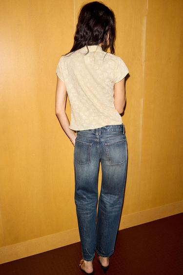 CHEMISE BRODÉE COL MAO - Jaune clair de Zara - Image 2