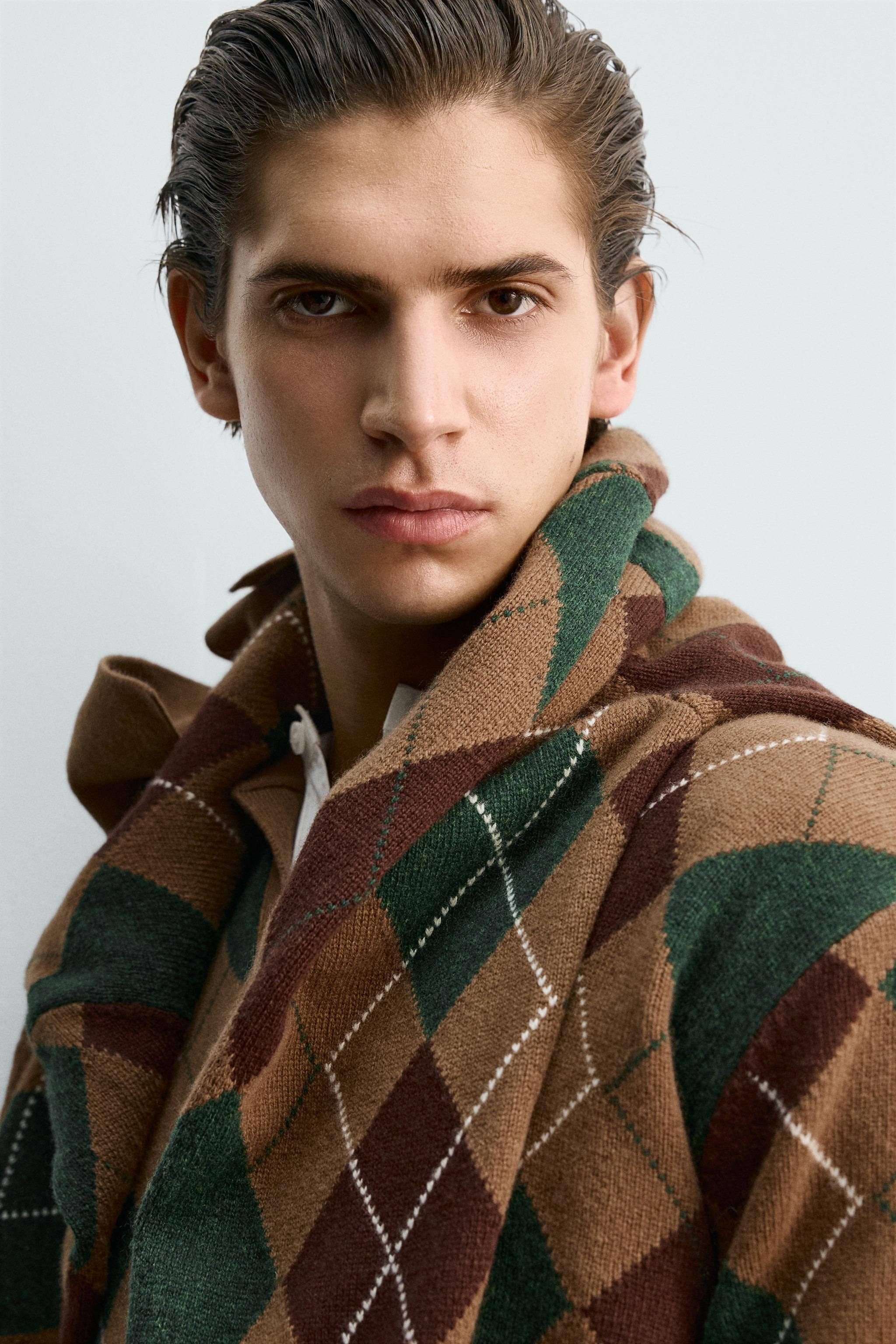 100% WOOL DIAMOND KNIT POLO SHIRT