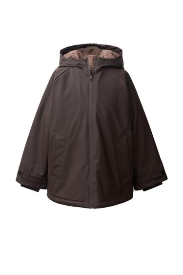 WATER-RESISTANT FAUX SHEARLING LINED RAINCOAT - Chocolate by Zara