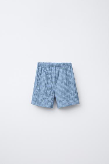 3-6 YEARS/ CHECK SHIRT AND BERMUDA PYJAMAS - Blue by Zara - Image 5