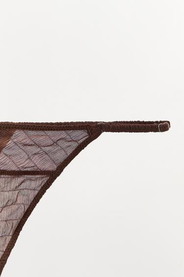 LIMITED EDITION TEXTURED SILK THONG - Brown by Zara - Image 5