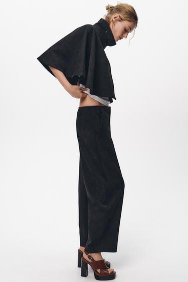 PANTALON EFFET DAIM - Noir de Zara - Image 2