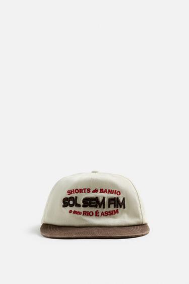 CONTRAST EMBROIDERY CAP - Ecru by Zara - Image 4