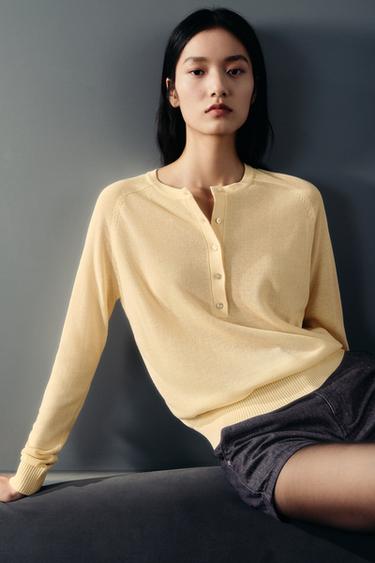 Zara 素色針織衫 - 黃油色