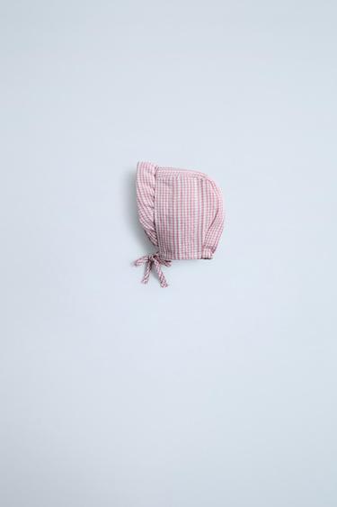 EMBROIDERED GINGHAM BONNET - Pink by Zara