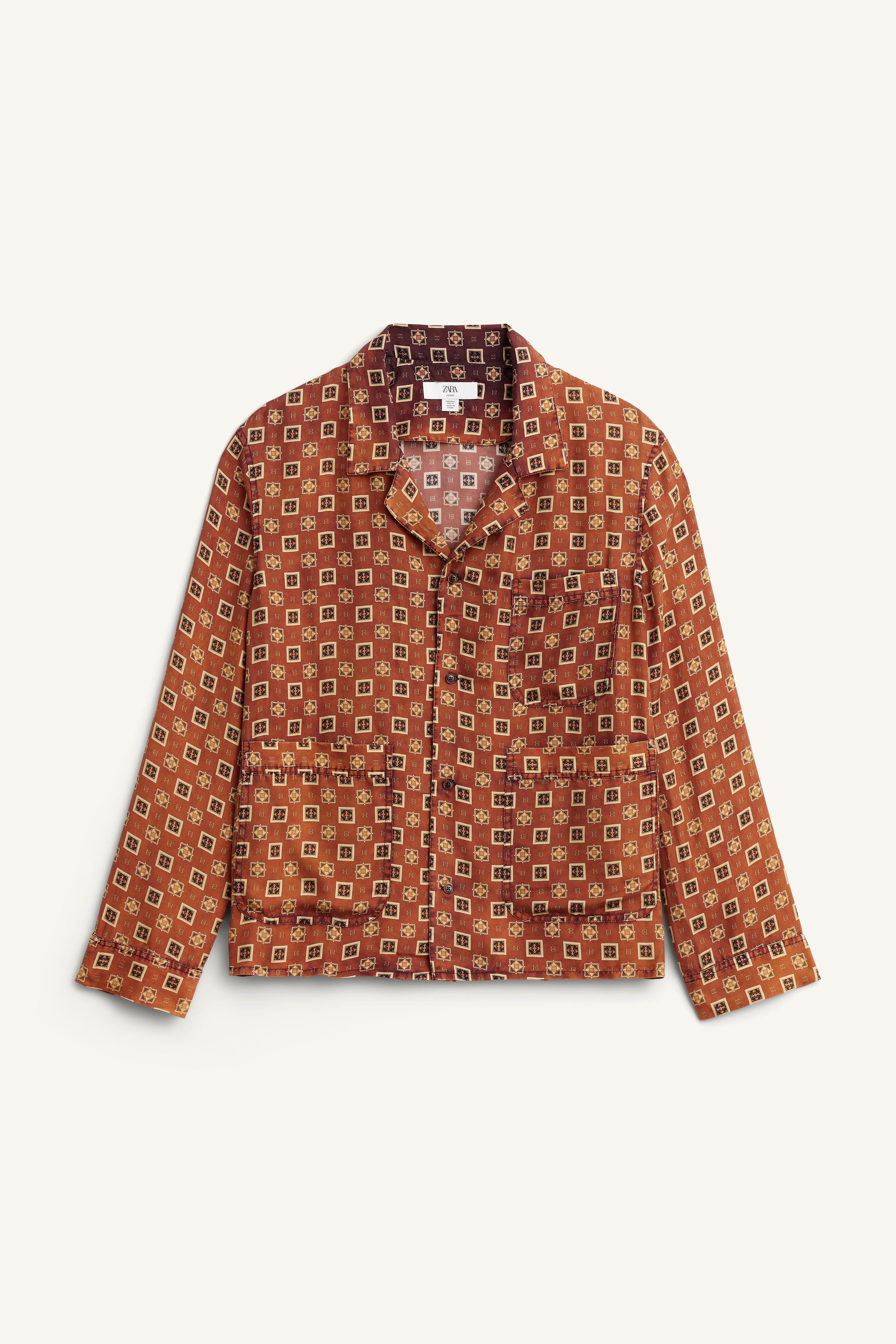 100% SILK PRINTED SHIRT LIMITED EDITION - Brick | ZARA India