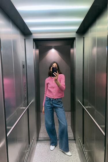 КАРДИГАН С ЗОЛОТИСТЫМИ ПУГОВИЦАМИ — РОЗОВЫЙ от Zara — изображение 0