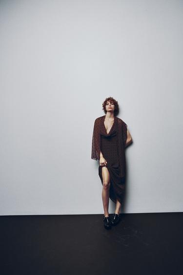 POLKA DOT SCARF MAXI DRESS - Brown by Zara