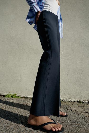 PANTALON FLARE À COUTURES LATÉRALES - Bleu marine de Zara - Image 2