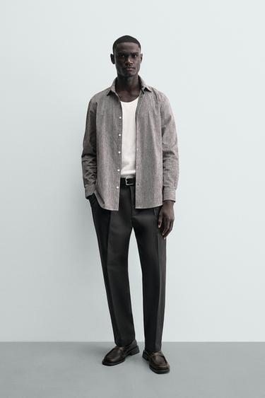 CAMISA ESTRUCTURA RAYAS - Granate de Zara - Imagen 0