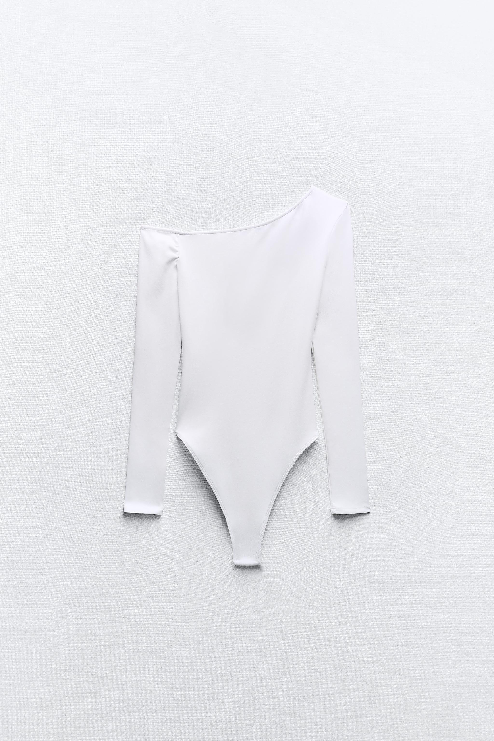 Zara White Rhinestone Corset Bodysuit Women's Size XS