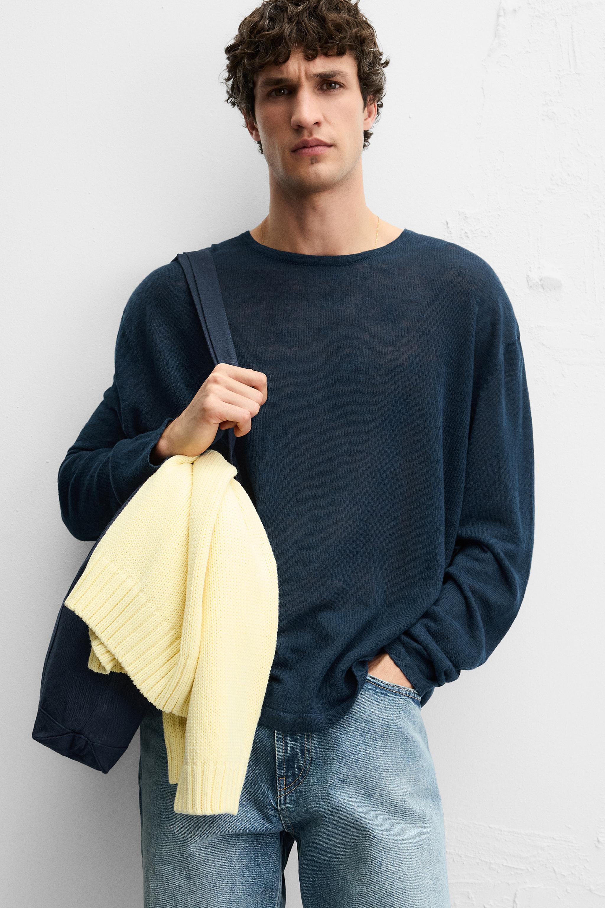 リネン100% セーター - ネイビーブルー | ZARA Japan / 日本