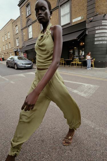 PANTALON BOUFFANT BAS POIGNETS - Kaki clair de Zara - Image 2
