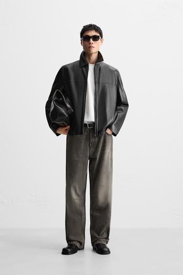 BAGGY JEANS WITH SEAM DETAIL - Dark brown by Zara