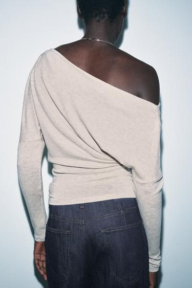 TOP ASYMÉTRIQUE SOFT - Beige chiné de Zara - Image 2