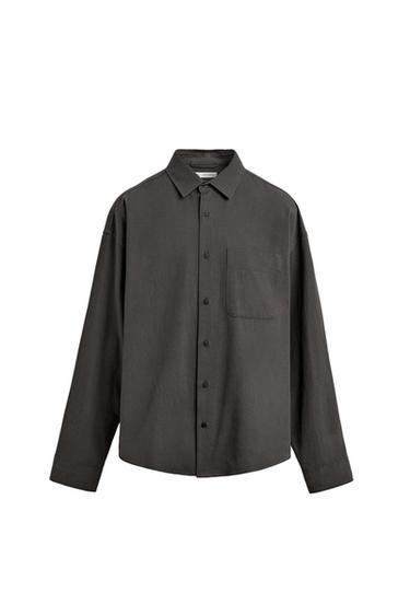 PADAJOČA SRAJCA OBIČAJNEGA KROJA - Temno siva od Zare