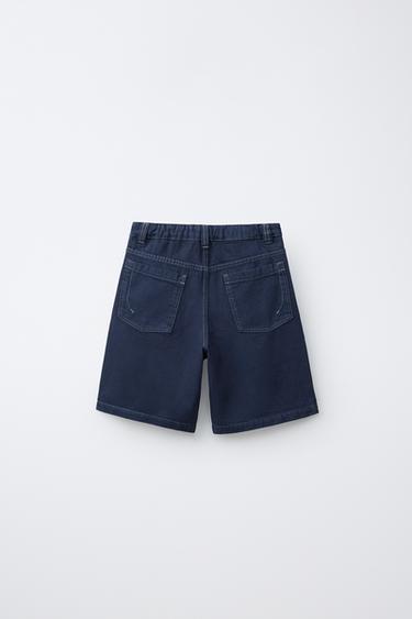 CONTRAST TOPSTITCHING BERMUDA SHORTS - Blue by Zara - Image 1
