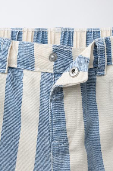 SHORT EN DENIM BAGGY À RAYURES - Bleu de Zara - Image 2