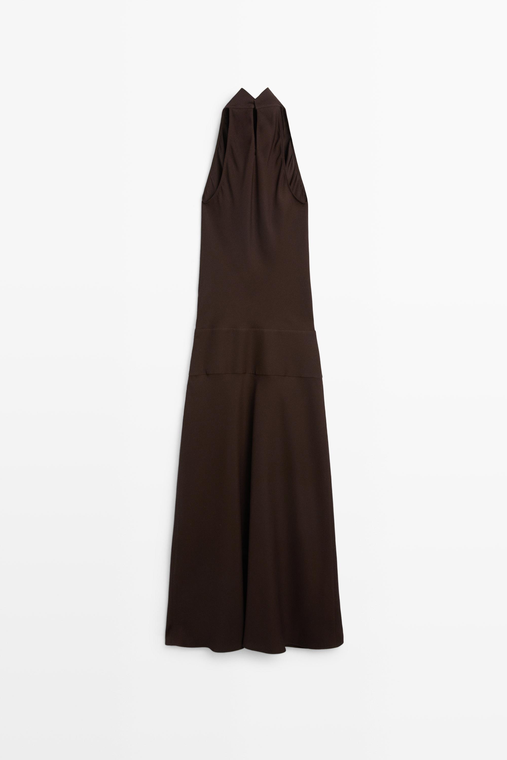 Halter midi dress with waistband detail