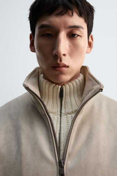 FAUX SUEDE QUILTED JACKET - Light grey by Zara