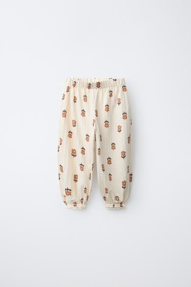 JOGGERS WITH FLORAL LACE - Ecru by Zara