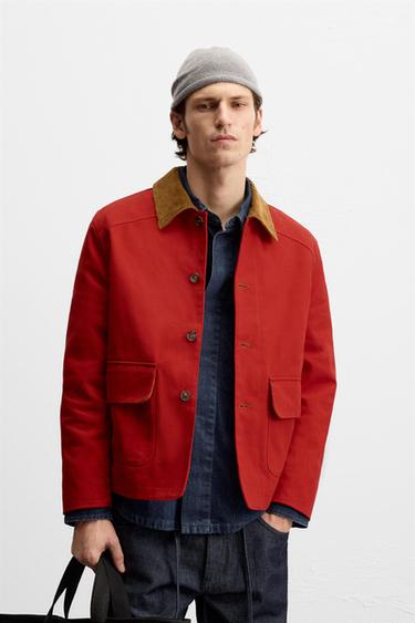 JACKET WITH CONTRAST COLLAR - Red by Zara - Image 0