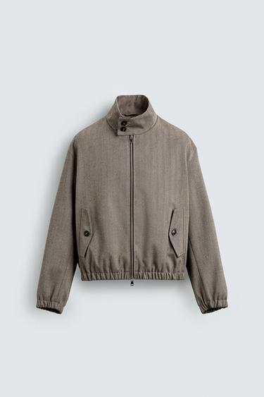 CAZADORA CROPPED FIT ESTRUCTURA ESPIGA - Visón vigoré de Zara