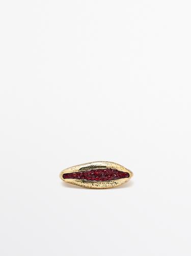 Zara Irregular rhinestone ring - Red - Image 0