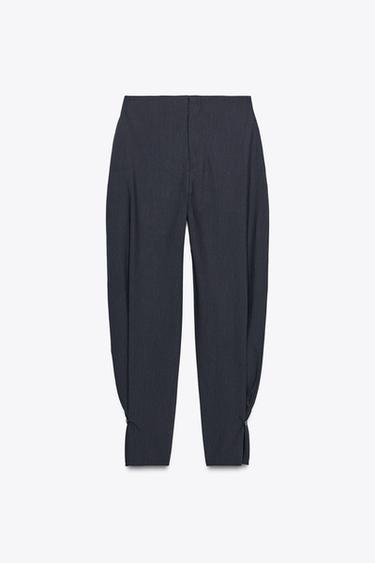 ZW COLLECTION PINSTRIPE BALLOON TROUSERS - Navy blue by Zara