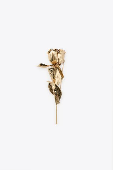 Zara MAXI NEEDLE FLOWER BROOCH - Golden