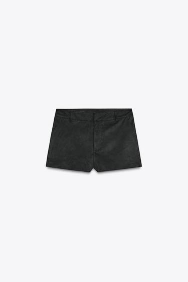 FAUX SUEDE SHORTS - Black by Zara - Image 0