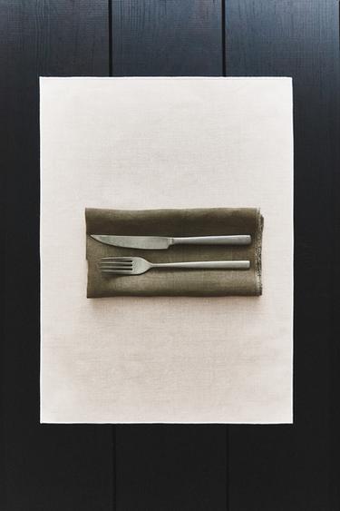 RESIN-COATED PLACEMAT WITH OVERLOCK - Ecru by Zara