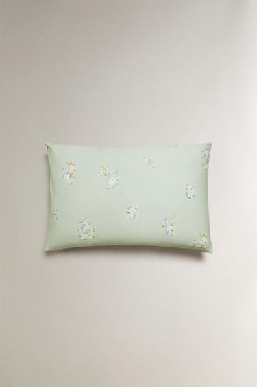 TAIE D’OREILLER SATIN FLEURS SAUVAGES - Vert de Zara - Image 3