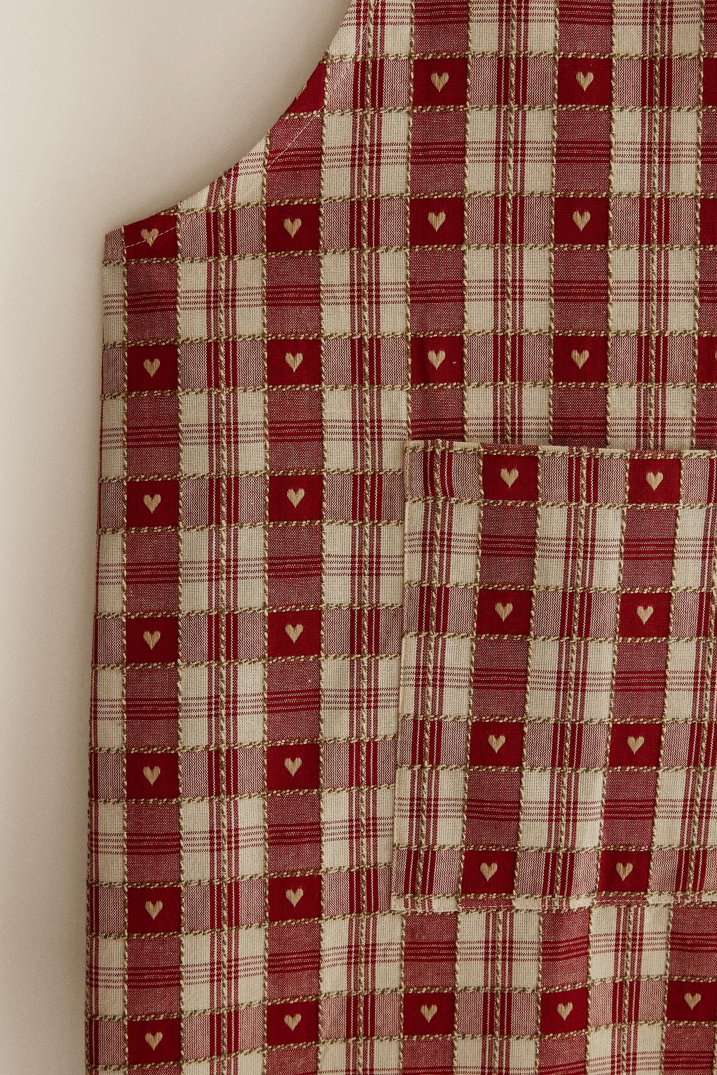 Женский топ Zara Christmas Heart Check Cotton Apron, цвет: Красный — фото 3