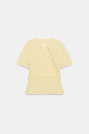 CUT-OUT SHORT SLEEVE TOP - Light yellow by Zara - Image 1